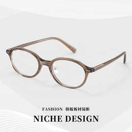 韩系板材书呆子眼睛框复古椭圆框眼镜86001高品质丹阳素颜镜女