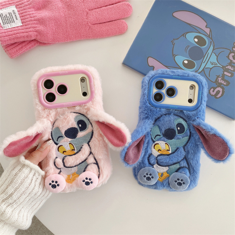 Stuffed Embroidered Stitch 13 Suitable for Iphone17Promax Mobile Phone Case Holder Apple 16 Cute Ears 15 Stuffed Embroidered Stitch 13 Suitable for Iphone17Promax Mobile Phone Case Holder Apple 16 Cute Ears 15