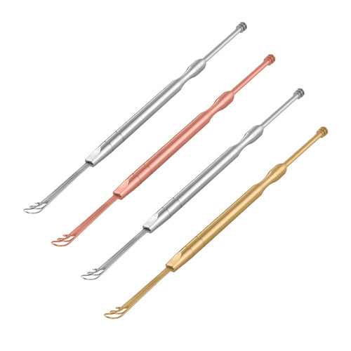 Double-headed helical stainless steel multi-color two-in-one ear spoon household portable ear cleaning tool professional ear cleaning instrument