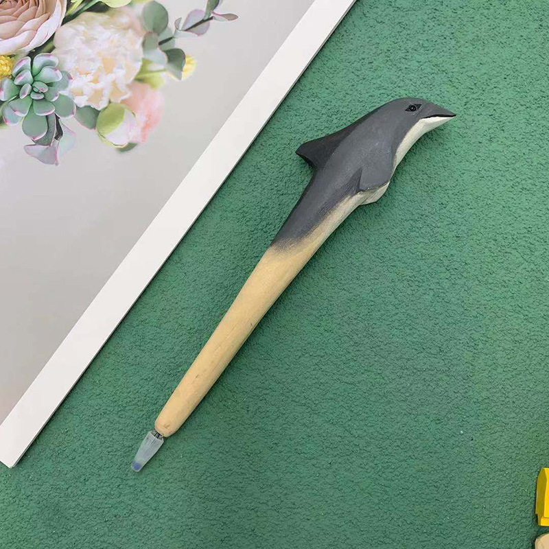 Qingmufan creativo talla de madera animal pluma artesanía regalo pluma de gel pluma talla de madera pluma de publicidad regalo