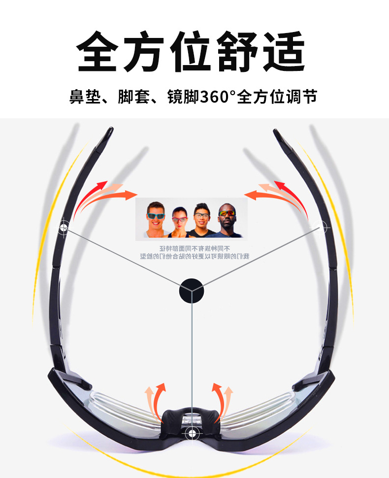 新款抖音直播偏光太阳镜男女户外骑行眼镜运动眼镜炫彩半框架风镜