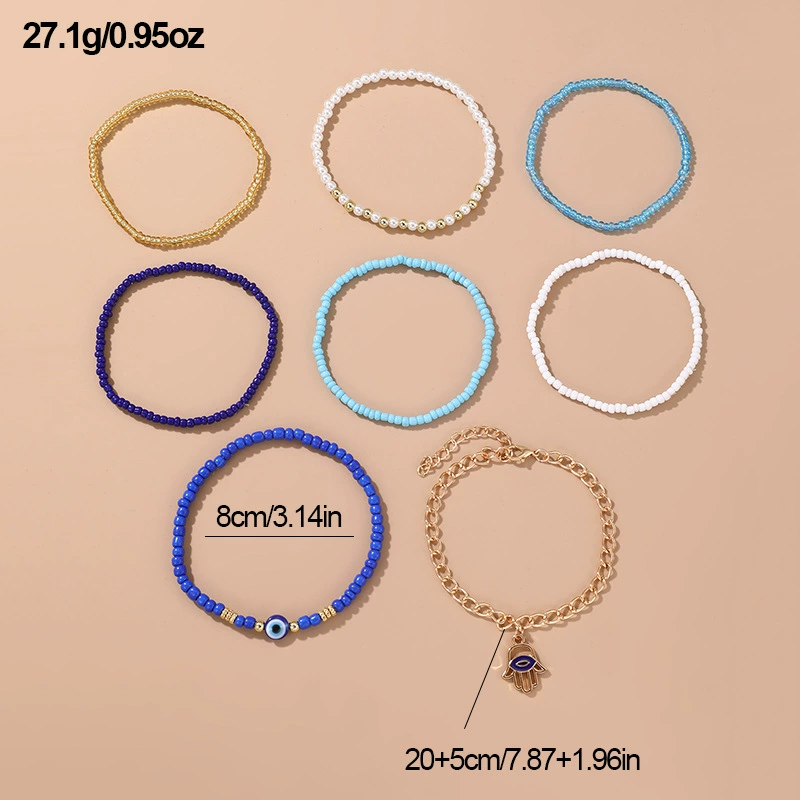 Комплект anklet (браслет на щиколотку) в пляжном бохо-европейском стиле, многоцветные бисерные цепи (разноцветные)