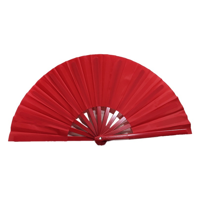 Los estudiantes a menudo usan 8 pulgadas 10 pulgadas ventilador de baile fiesta escolar bailando ventilador de Kung Fu barra de plástico paño rojo ventilador en blanco