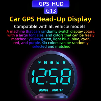 New cross-border colorful light HUD head-up display, universal car speedometer, GPS multi-function on-board computer (Vehicle HUD) - g13-colorful-gps-multifunctional-hud-compatible-with-all-car-models