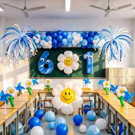 六一儿童节幼儿园小学教室活动场景黑板气球全套装饰氛围班级布置