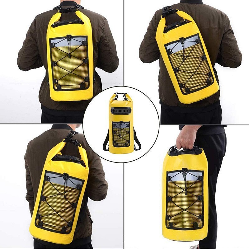Cross-border best-selling outdoor multifunctional waterproof bucket bag, waterproof bag for river rafting, camping and mountaineering bag with reflective strips