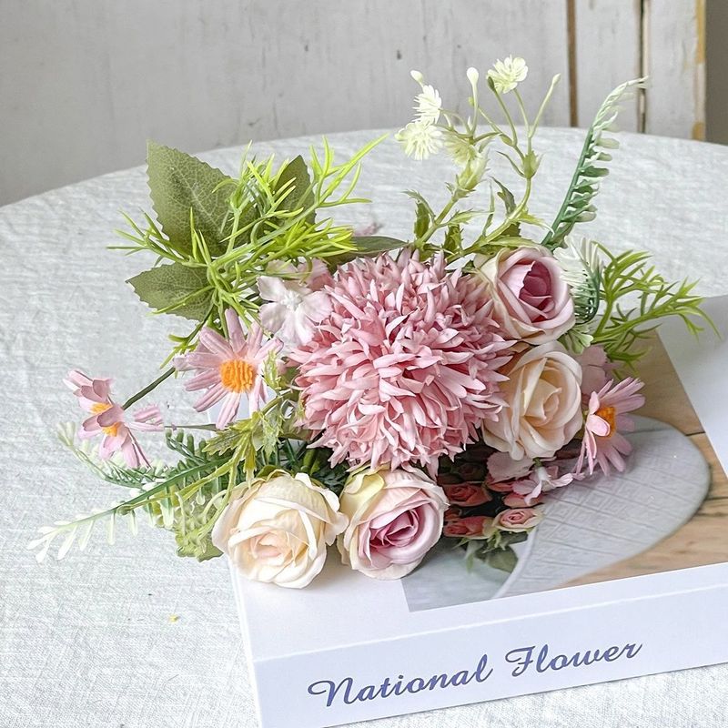 假花仿真花束小清新拉丝玫瑰绣球绢花塑料花干花捧花婚庆装饰摆设|undefined