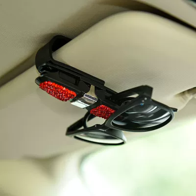 Cross-border Diamond car glasses Car Glasses Clip/Bill Clip - red