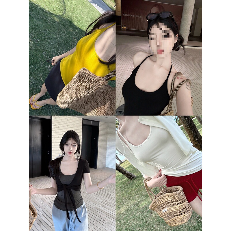 Laareetoo Halter Neck Tank Top with Built-In Bra Pads for Women, Summer Design, Sexy Hot Girl Top