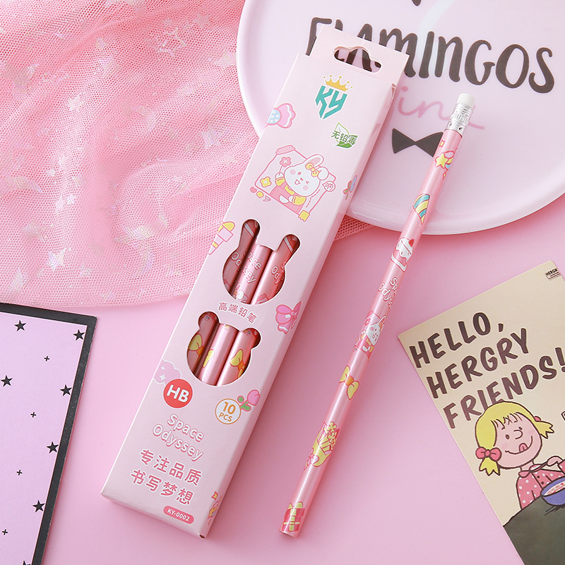 Lápices de caja de alto valor Papelería creativa Herramientas de escritura para estudiantes Práctica de caligrafía Lápiz de madera Lápiz triangular circular