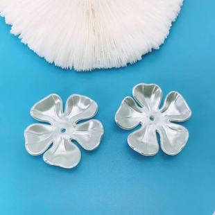Korean Style Simple and Versatile Perforated Imitation Pearl Petal Bowl Flower Earrings Headdress DIY Jewelry Accessories Wholesale