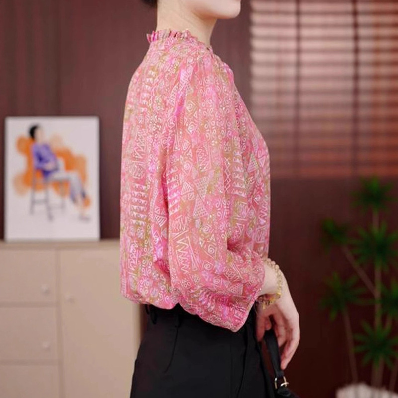 2025新款优雅小衫洋气衣服透气衬衫七分袖女上衣打底薄夏季批发|undefined