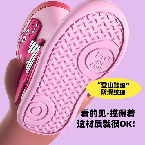 Children's winter warm rain boots, small dinosaur, non-slip, waterproof, velvet rain boots, children's cartoon boys and girls saliva-binding shoes