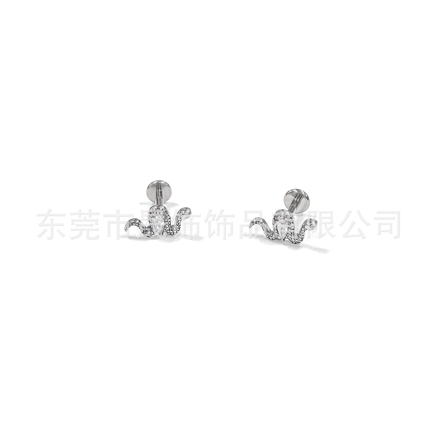 F136 Titanium Alloy 灵动 Snake Ear Stud Studded 5A Cubic Zirconia Helix Cartilage Stud G23 Titanium Internal Thread Labret Stud Piercing Jewelry
