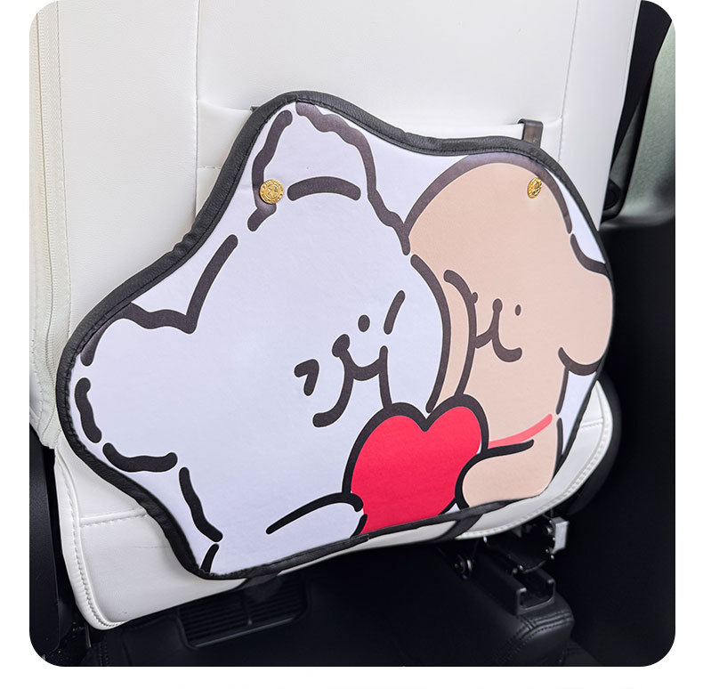 Line Puppy Style Cartoon Cute Car Seat Back Anti-Kick Pad Simple and Comfortable Storage Bag Anti-Kick Pad Anti-Dirty Pad