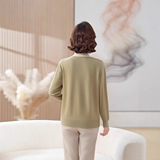 中老年女秋冬时尚针织打底小衫秋装妈妈新款洋气宽松提花翻领上衣，女装针织衫/毛衣，妃慕昵服饰