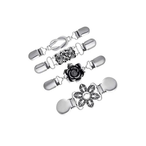 Creative Carved Retro Silk Scarf Clip for Women, Non-Slip Collar Tie Clip