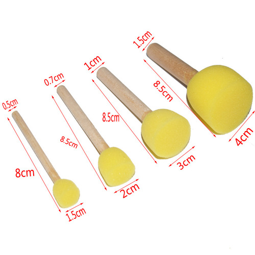 Manufacturer wholesale mushroom head sponge painting brush children early education DIY graffiti tool painting seal round wooden handle