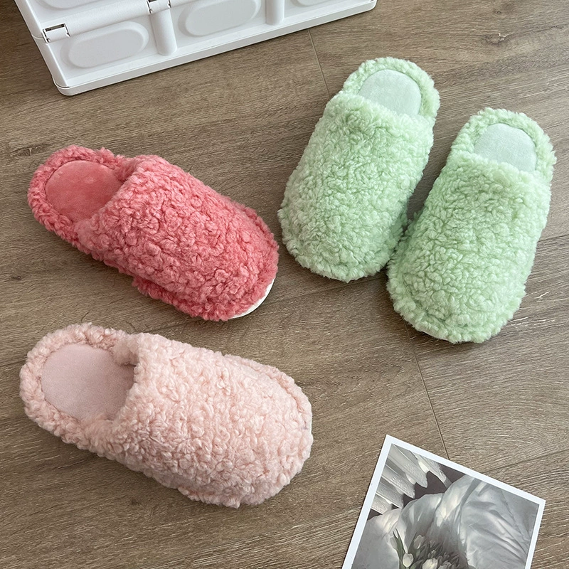 Женские хлопковые тапочки из вельвета Teddy с закрытым носком, утолщенные и теплые, с нескользящей подошвой из ПВХ для дома, новая модель 2024 года, оптом, удобные.