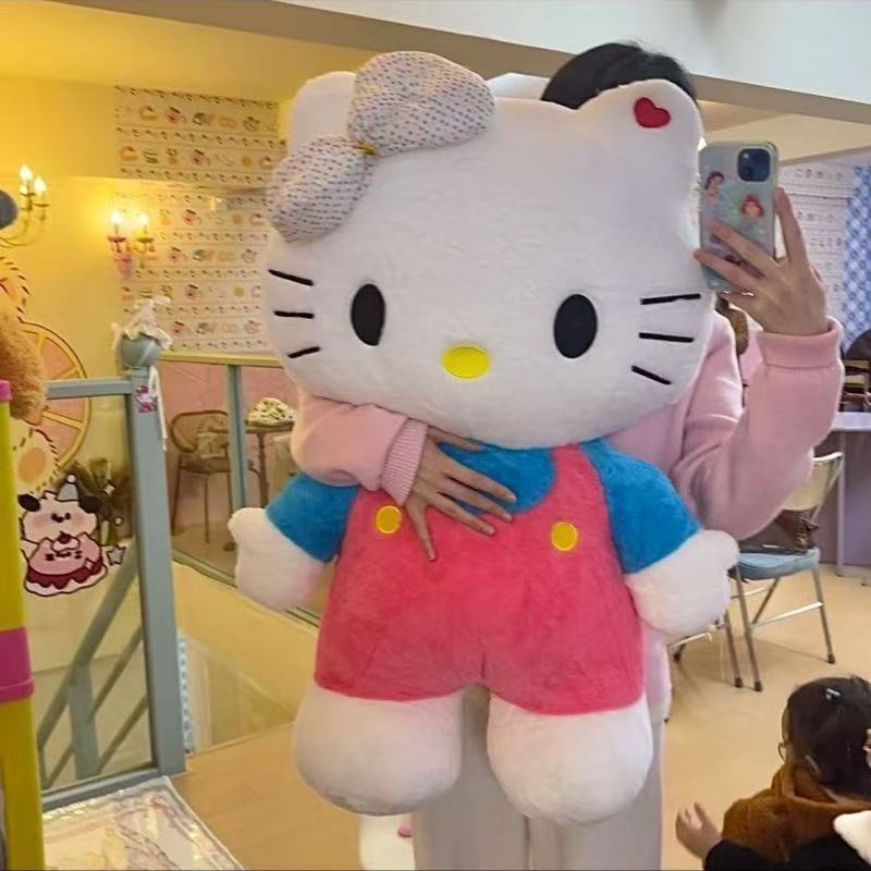 Hello Kitty plush toy KT cat with bow, large sleeping pillow doll