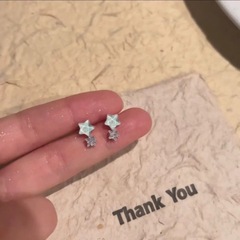 超フラッシュブルー星ジルコン真珠ピアス