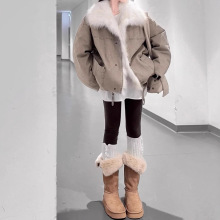 冬季2025年新款加厚保暖休闲宽松上衣酷飒工装风毛领派克服外套女