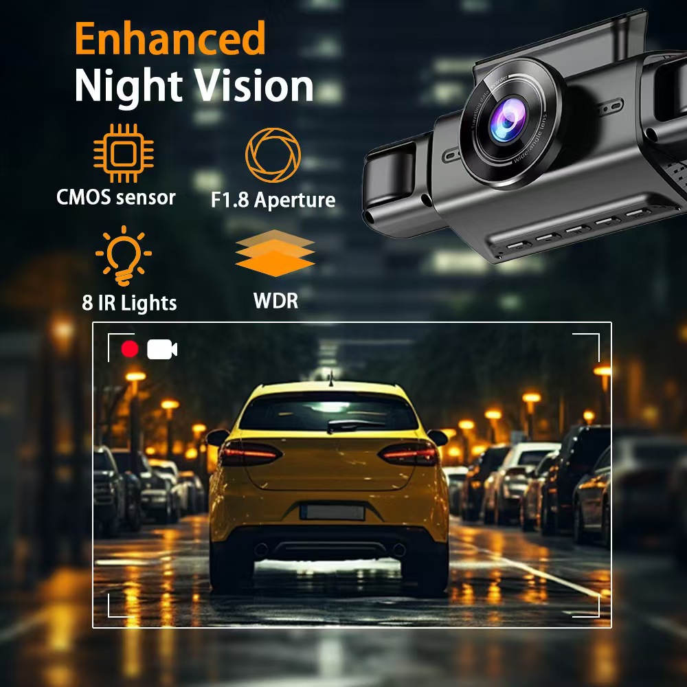 Cross-Border New 3inch Four-Channel Car Driving Recorder Wifi Connection High-Definition Night Vision Wide-Angle Car Dvr