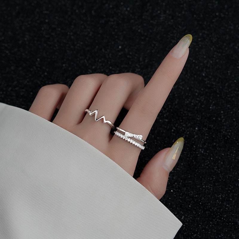 Anello Sunrise Double-Layer Bow per donna, anello aperto per indice in stile minimalista di nicchia di lusso estivo, trendy e_voghion.com