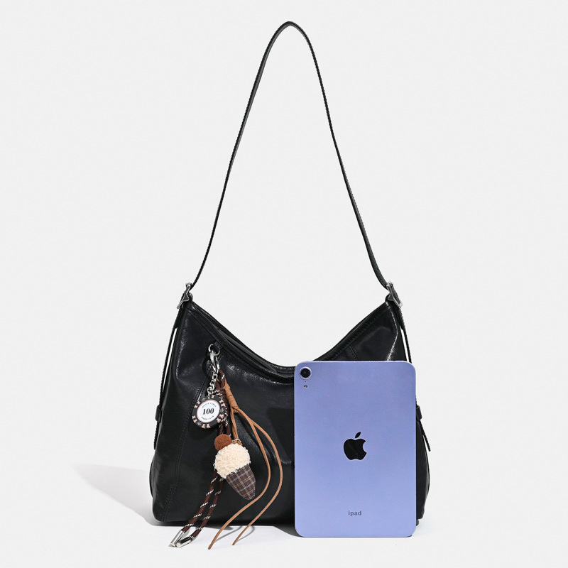New High-End Luxury Top Grain Cowhide Vegetable Tanned Leather Women's Hobo Bag Large Capacity Shoulder Tote Bag - Thumbnail 3