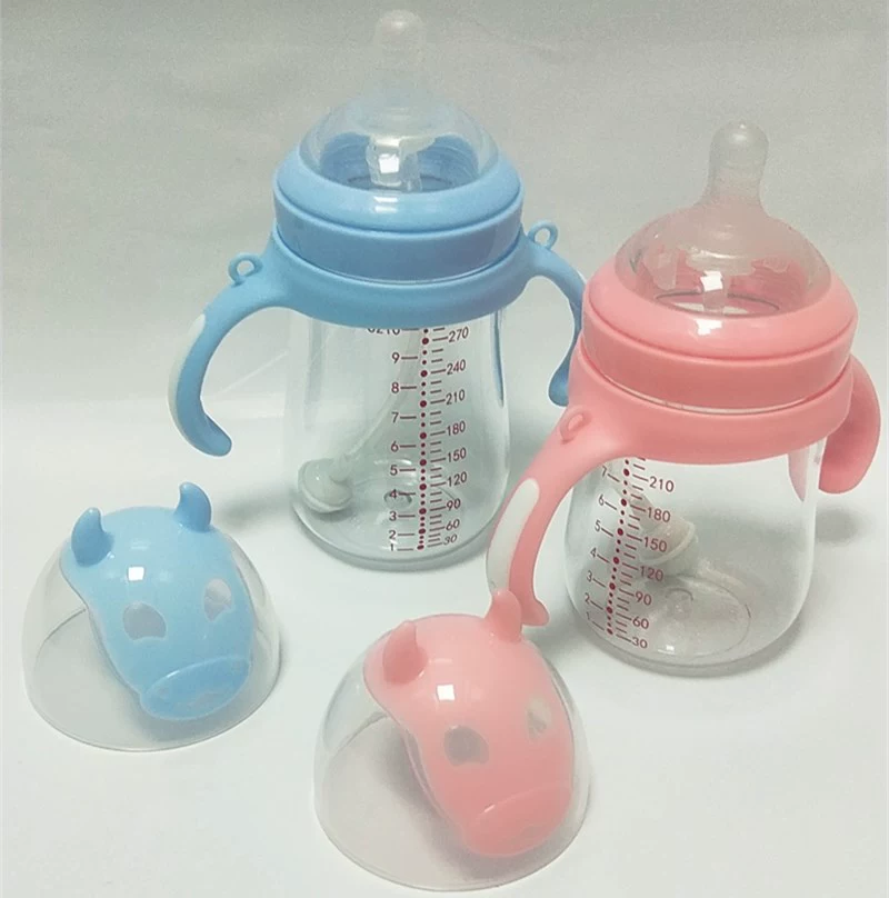 Protective anti-colic feeding bottle for baby, silicone pacifier