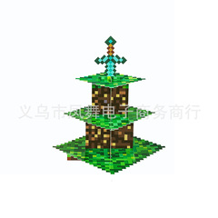 私の世界のテーマ誕生日ケーキ棚デザート棚誕生日パーティー装飾ピクセルゲーム世界