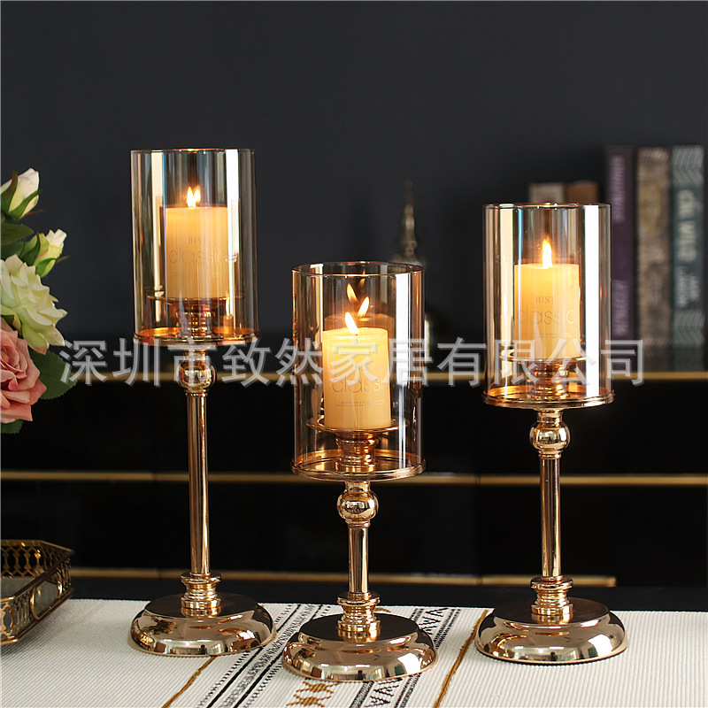 European style romantic crystal Candlestick lamps candle Table lamp household American style table ornament Decoration Metal Arts and Crafts