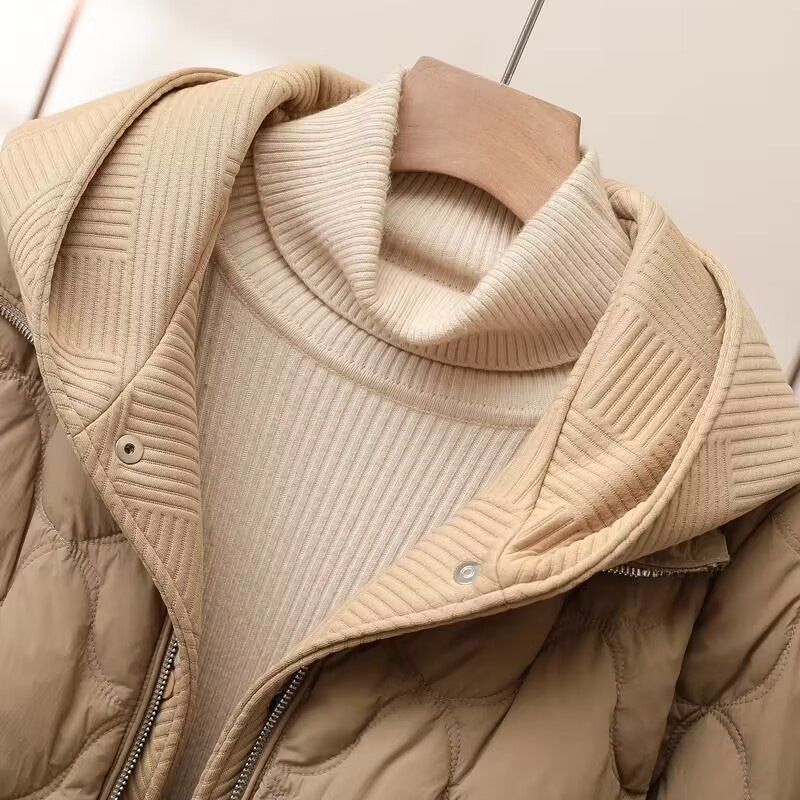Abrigos de invierno con capucha de punto de dos piezas Ropa de algodón Ropa de invierno para mujer Nueva chaqueta de abrigo gruesa de pan coreano Maillard corto_voghion.com
