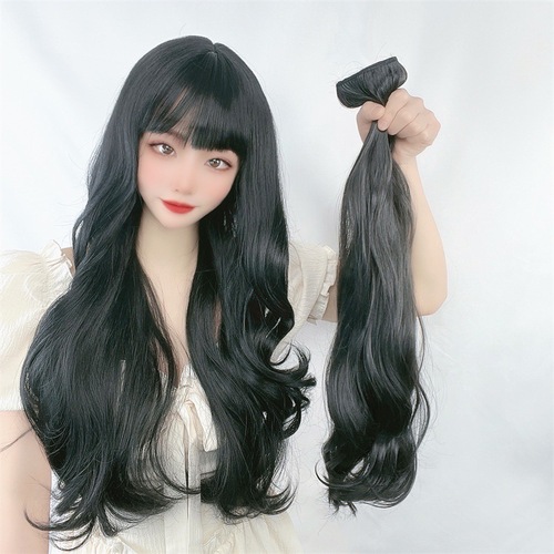 Foreign trade wig European and American long curly hair one-piece wig four-clip high-temperature wire breathable hair extension wig supplier