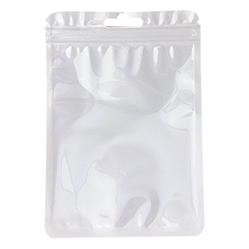 Macaron color bolsa de autosellado bolsa de plástico engrosada transparente color hueso bolsa de almacenamiento sellado bolsillo maquillaje cepillo bolsa de embalaje