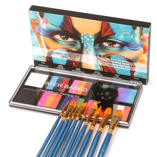 Face Rainbow Pigment Water Soluble Body Pigment Body Painting Christmas Makeup Drama Pigment 10 Color Box