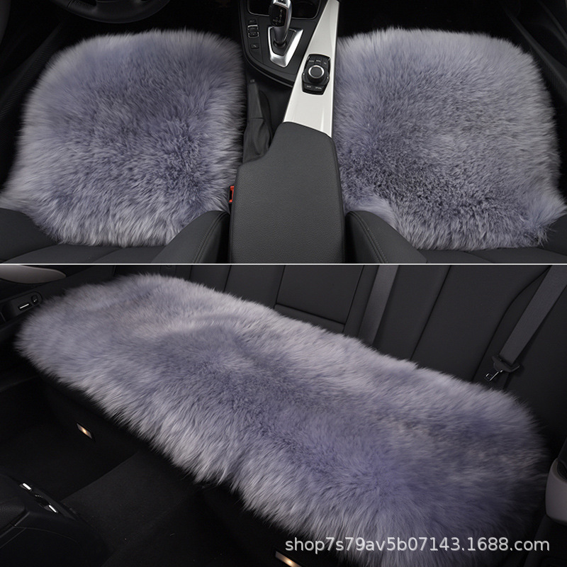 オーストラリアウール自動車クッション冬に毛羽立ちを厚くする背もたれのないクッション毛皮一体三点セット|undefined