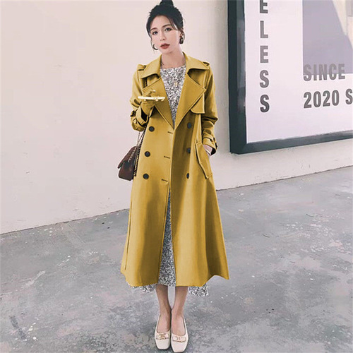 Women's Windbreaker Coat 2026 Korean Version New Spring and Autumn Season British Style Windproof Long Coat for Petite Pop Khaki Coat