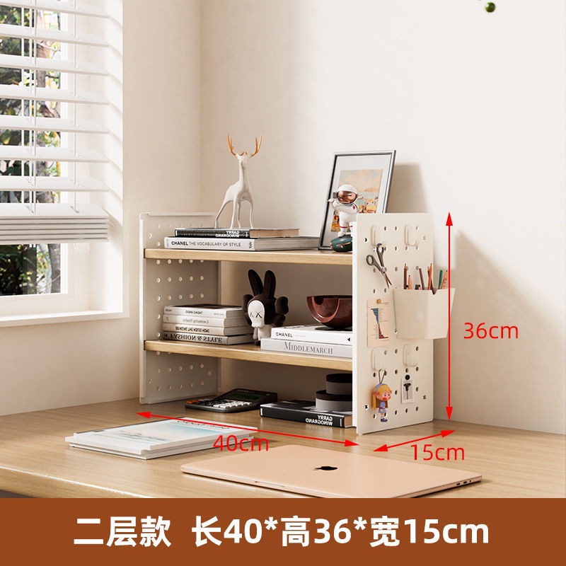 2층 40x15x36cm 목재 색상 [후크 4개가 들어 있는 상자 1개가 포함되어 있습니다.