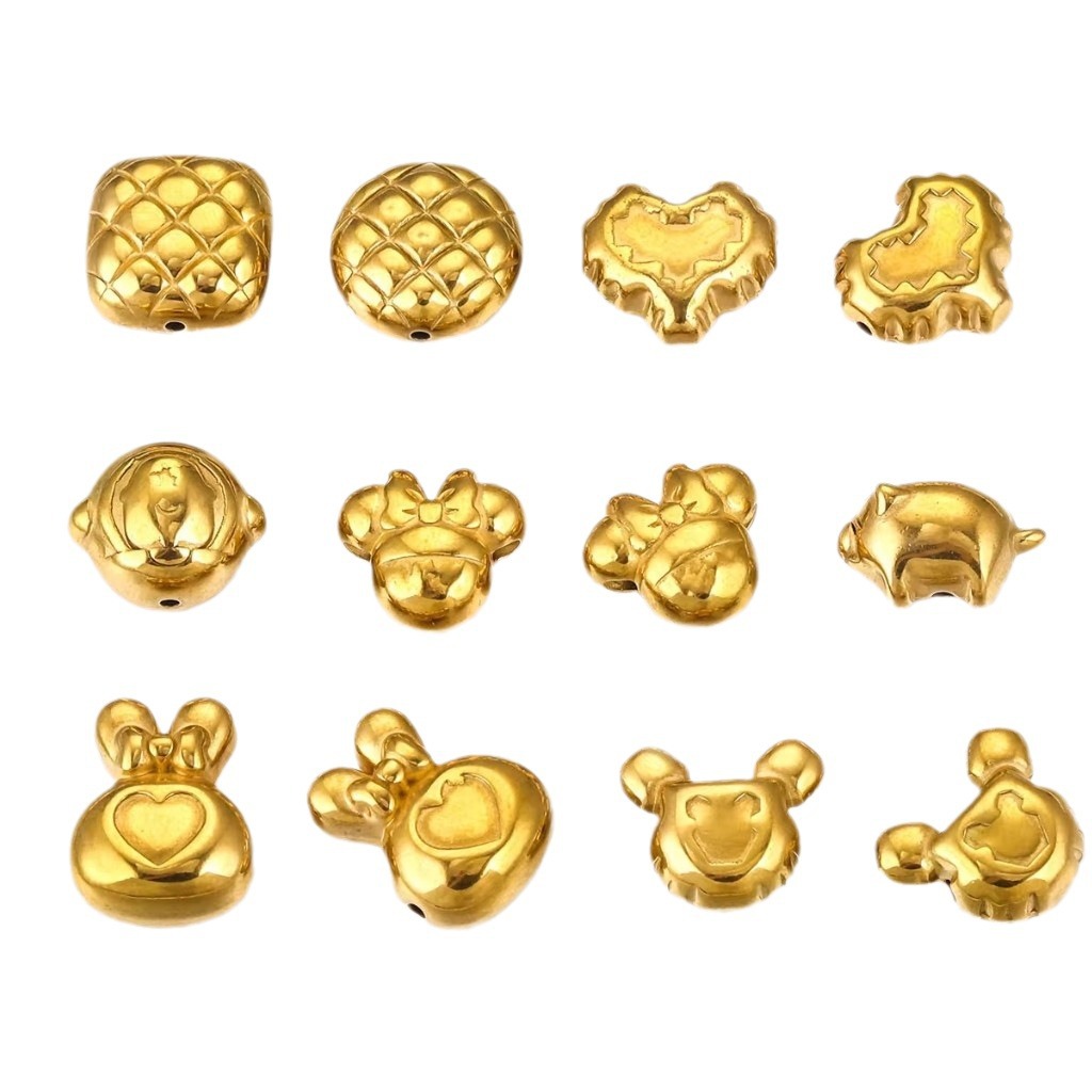 Perforación de acero inoxidable gran agujero diafragma de perlas de oro 18K colgante collar perlas DIY joyas pulseras al por mayor