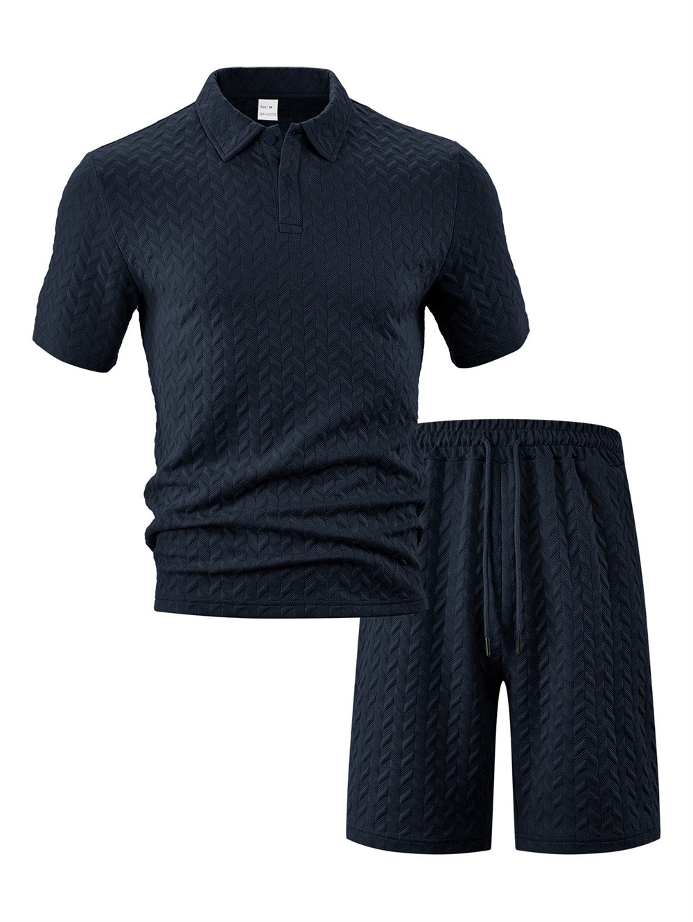 Men's Short Sleeve Polo Shirt Set Jacquard Design Comfort Fit Casual Summer Wear Breathable Polyester Fabric_viptrois.com