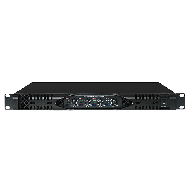 Amplificador de potencia transfronterizo profesional 1U Amplificador de potencia de etapa posterior puro 2 canales 4 altavoces 2400W amplificador de potencia