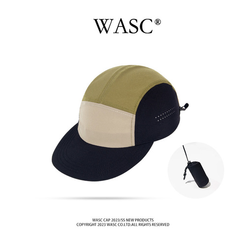 Quick-dry and foldable baseball cap for outdoor cycling, unisex, Japanese-style flat brim cap with contrasting colors, thin design.
