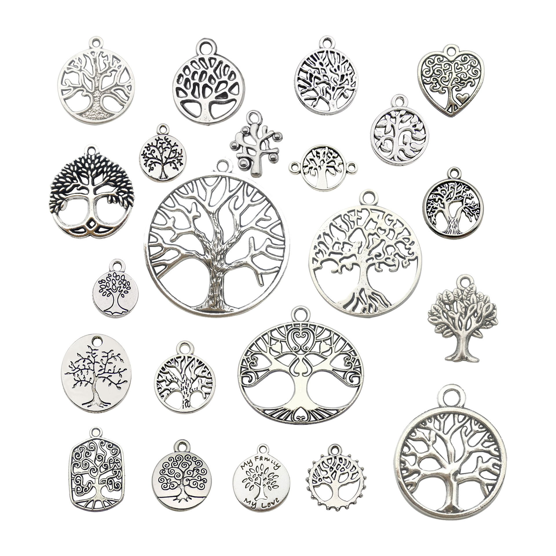 Colgante pequeño colgante de plata antigua 1 árbol de la vida colgante pulido accesorios hechos a mano con cuentas DIY accesorios de la joyería material