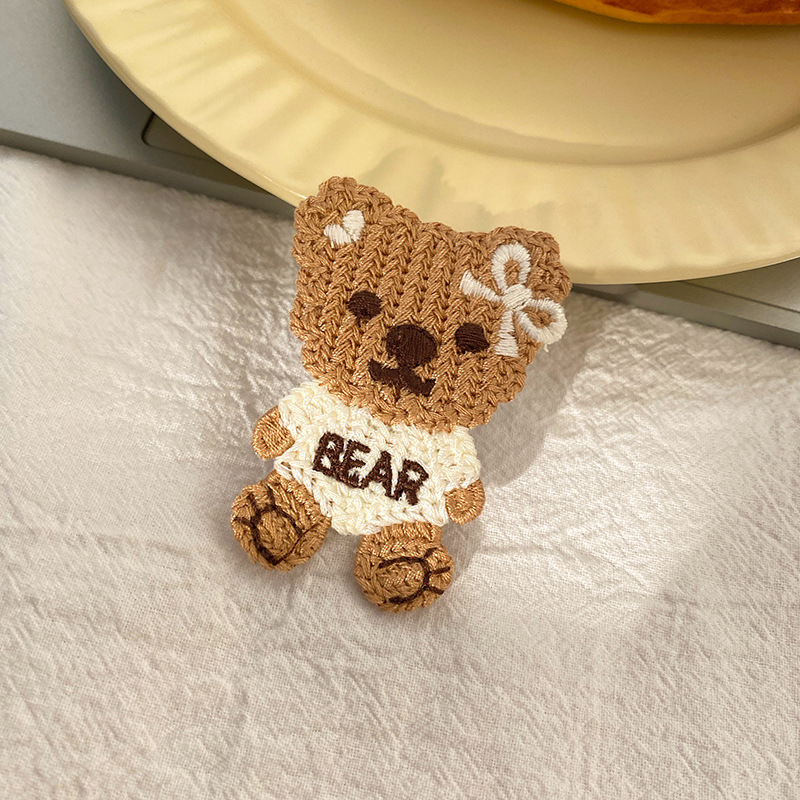 3g Weight Headwear Classification Birthday Occasion Kid'S Gender Cute Style Beige Color Cute Student Children Knitting Cartoon Bear Bb Clip Seaside Clip Side Bear Hair Clip 6