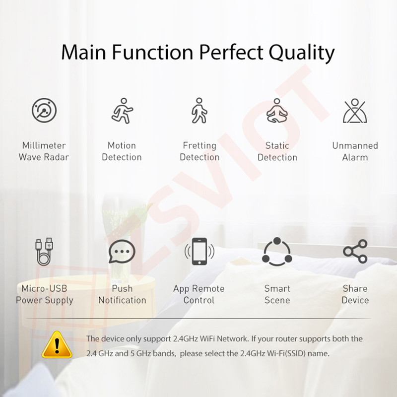 ZigBee WiFi senzor ljudske prisutnosti Tuya pametni kućni senzor za otkrivanje ljudskog disanja_voghion.com