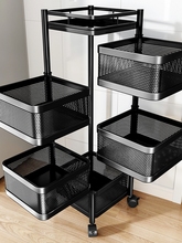 ✅日本进口厨房旋转置物架多层落地家用收纳架多功能移动推