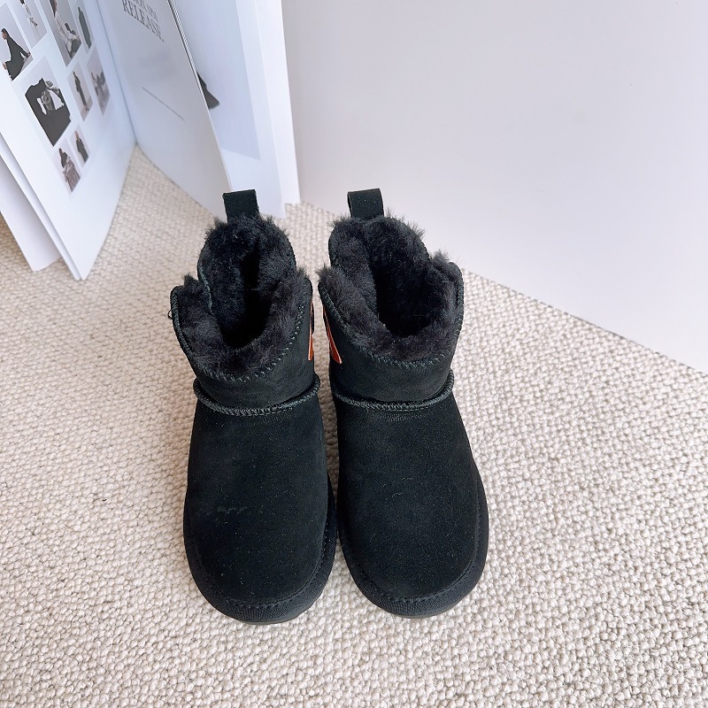 Neue Kinder-Schneestiefel aus echtem Leder, plüschig und warm für Jungen und Mädchen, wasserdichte Mädchenstiefel, Baby_voghion.com