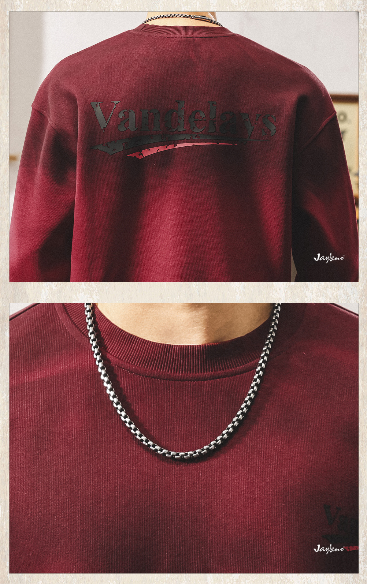 Schweres Sweatshirt Herren Retro Dirty Dyed Oversize Crew Neck_voghion.com