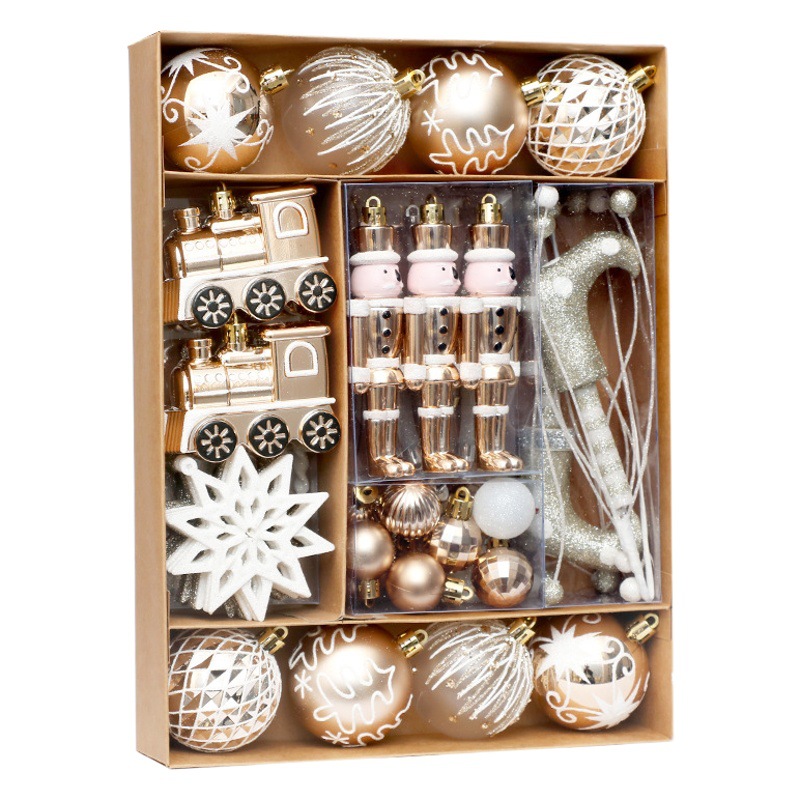 Decoraciones de Navidad 50 Unids Champagne oro pintado traje de bola de Navidad colgando adornos decoración del árbol de Navidad colgante